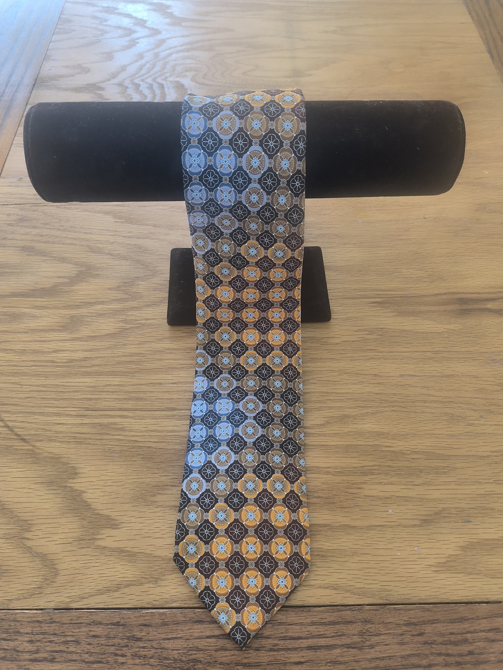 Geoffrey Beene Geometric Silk Tie in Brown & Orange Like New